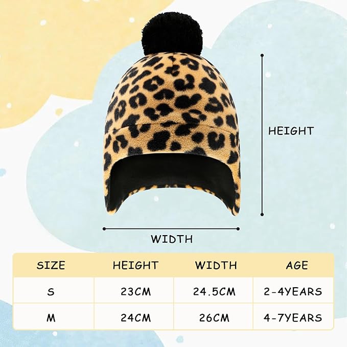 Duoyeree Kids Beanie Hat for Boys Girls Pom-pom Kint Hats Cozy Lining Winter Skull Cap