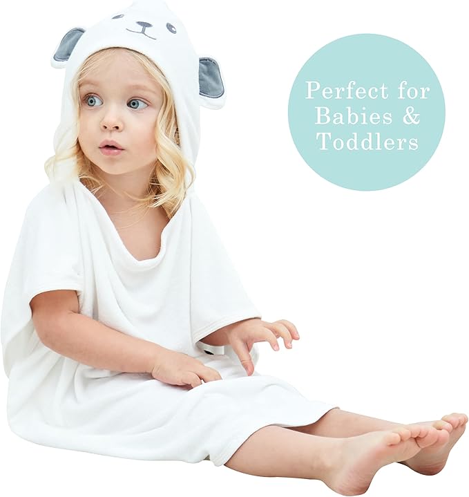 HIPHOP PANDA Hooded Towel - Rayon Made from Bamboo, Bath Towel with Bear Ears for Newborn, Babie, Toddler, Infant - Absorbent Large Baby Towel - Bear, 21.5 x 22.5 Inch