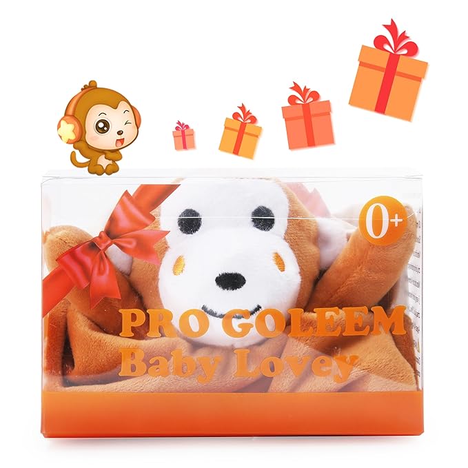 Pro Goleem Monkey Loveys for Babies, Soft Security Blanket Baby Snuggle Toy Newborn Stuffed Animals Baby Gifts for Boys and Girls, 16 Inch