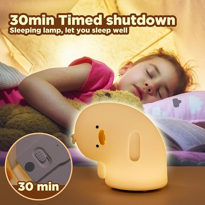 Cute Duck Lamp, Fun LED Squishy Animal Night Light - Chicken/Pig/Rabbit/Panda Options, Toddler Baby Nursery Touch Kawaii Light for Kids, Room/House Decor