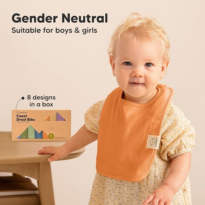 KeaBabies 8-Pack Organic Baby Bibs for Boys, Girls - Super Absorbent Cotton Drool Bibs for Baby Girl & Boy, Teething Toddler, Drooling Newborn, Ultra Soft & Machine Washable (Cruise)