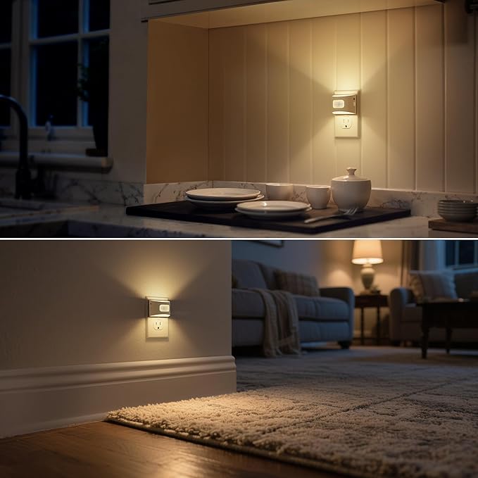 DORESshop LED Night Light[2 Pack], Night Lights Plug into Wall, 3 Mode Plug in Night Light with Motion Sensor, Dusk to Dawn Sensor, Nightlights for Adults, Bedroom, Bathroom, Hallway, White Cover