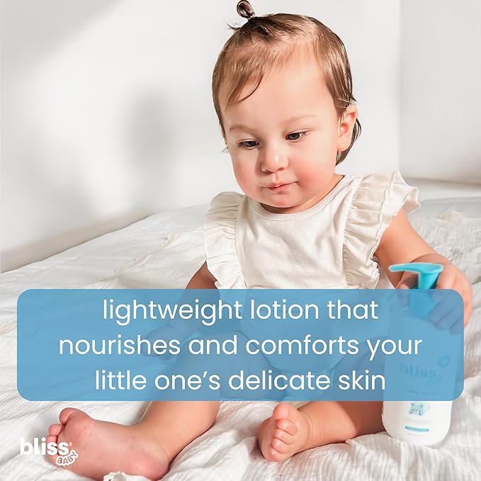 Bliss Baby Lotion, Premium & Unscented, For Dry & Sensitive Skin, Hydrating Daily Cream - For Babies, Toddlers, Kids & Adults, Vegan, Hypoallergenic, Dermatologist Tested, Clean & Gentle, 8 fl oz.
