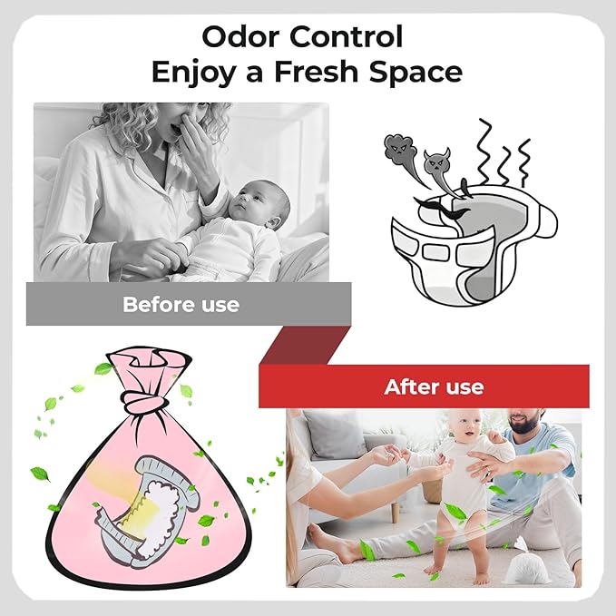 Odor Sealing Baby Diaper Disposable Bags - S/220 Counts Unscented, Durable Diaper Sacks for Home, Travel & On-the-Go Use (Color:White)