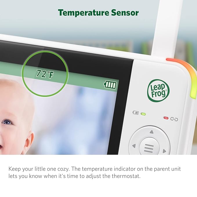 LeapFrog LF2415 Baby Monitor, 5” IPS LCD Screen, 1000ft Range, Night Vision, Soothing Lullabies, NightLight, 2-Way Audio, Temperature Sensor, SecureTransmission No WiFi