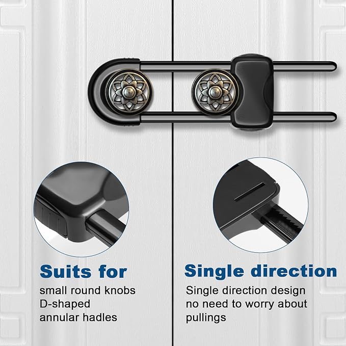 Cabinet Locks for Babies,Child Proof Cabinet Locks,4 Pack U-Shaped Baby Proofing Cabinets,Child Locks for Cabinets and Drawers,Child Safety Cabinet Locks with Adjustable (Black)