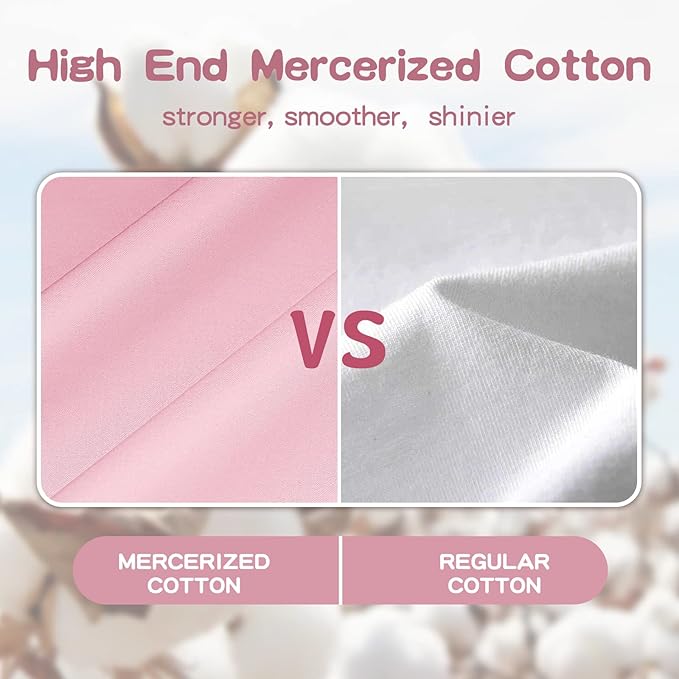 Soft Organic Cotton Toddler Pillowcases 14 X 20 Inches, Fit 13 X 18, 14 X 19 Pillows, Smooth Pearl Cotton Baby Pillowcases with Envelope Closure, Pink and Ivory, Set of 2