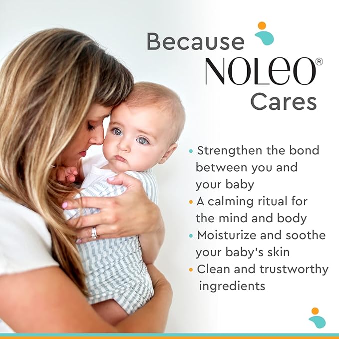 NOLEO Gentle Baby Oil - Calming Baby Oil for Newborn w/Grapeseed, Safflower & Jojoba Baby Skin Care Natural Oils - Baby Oil Organic for Sensitive Skin, No Fragrance & No Perfumes - 4 oz