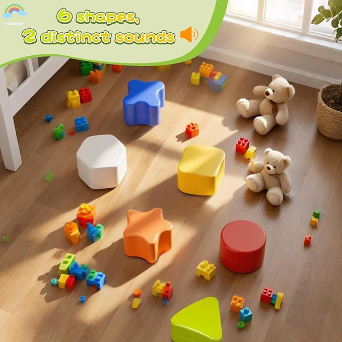 Baby Blocks Color Shape Sorter Montessori Toys for Toddlers 1-3, Sensory Toys, Preschool Learning Activities Matching Game, Educational Toy for Fine Motor Skills, Travel Gift for Boys and Girl