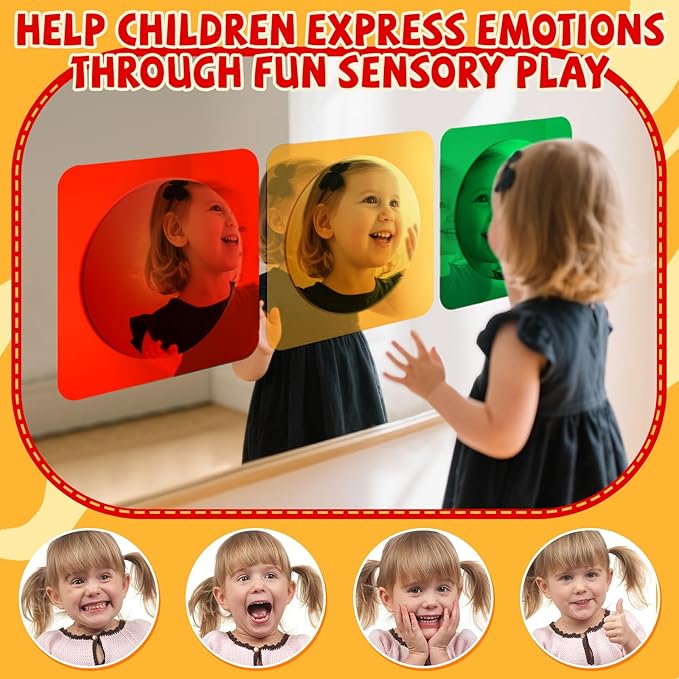 3 Pcs Sensory Wall Toddler Mirror Bubble Mirror Acrylic Wall Mirrors Bubble Mirrors Sensorial Toys for Kids Classroom Home Sensory Room Decor Visual Tactile Stimulation Cognitive Development