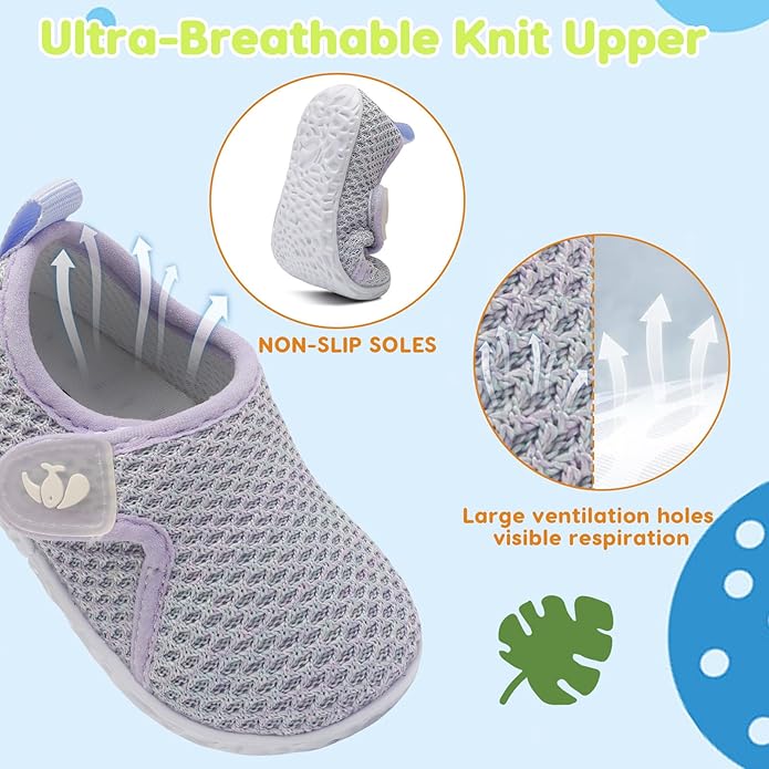 FEETCITY Baby Boys Girls First Walking Shoes Infant Sneakers Crib Shoes Breathable Lightweight Slip On Shoes