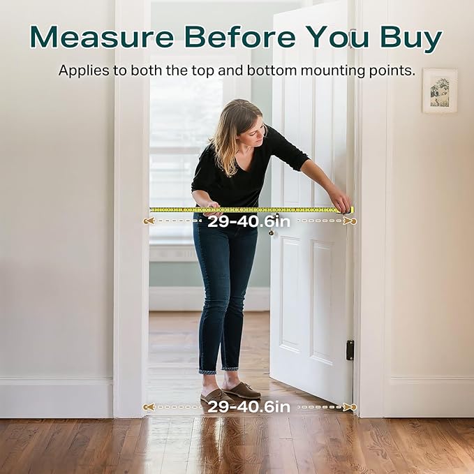 Cumbor 29.7-40.6" Baby Gate for Stairs, Mom's Choice Awards Winner-Dog Gate for Doorways, Pressure Mounted Auto-Close Pet Gates for Dogs Indoor, Safety Child Gate with Easy Walk Thru Door, Brown