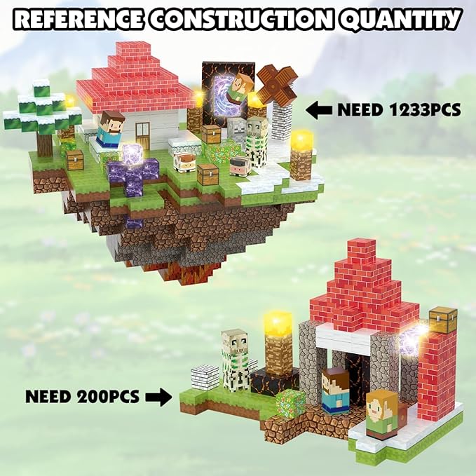 200PCS Magnetic Blocks Building Toys Set, Light Up Magnet Cubes, 3D Magnetic Building Blocks for Kids Boys Girls Ages 3+, STEM Sensory Christmas Birthday Present Construction Toys