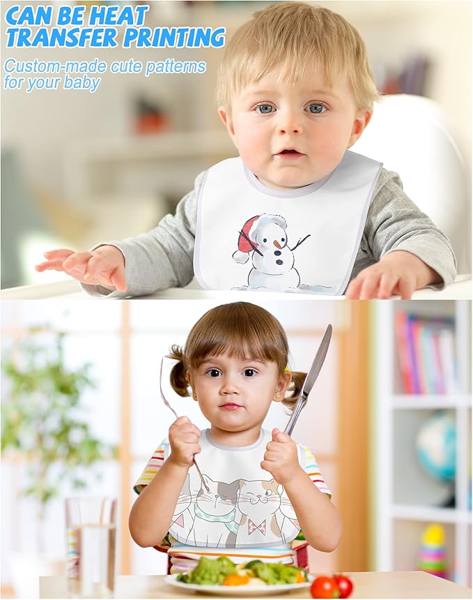 Foaincore 30 Pcs White Bibs for Baby 2 Ply Waterproof Absorbent White Bibs Bulk for DIY Baby Shower Games Decorating Washable Reusable Feeding Teething Drooling