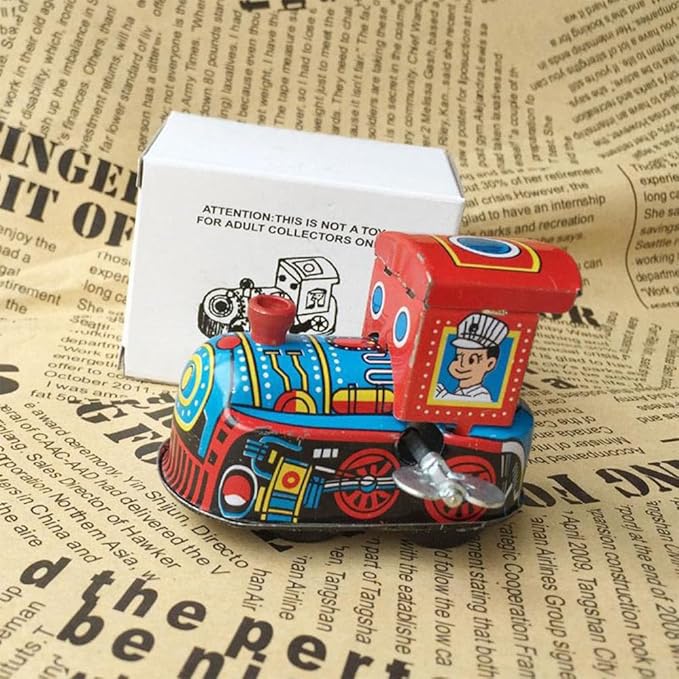 TOYANDONA Tin Locomotive Wind up Toys Windup Toys Train Wind- up Toy Wind up Toy Boat Motor Tin Toys Vintage Wind- up Kids Toys Mini Toys Kid Toy Wind-up Toy Tinplate Iron Sheet Clock Child