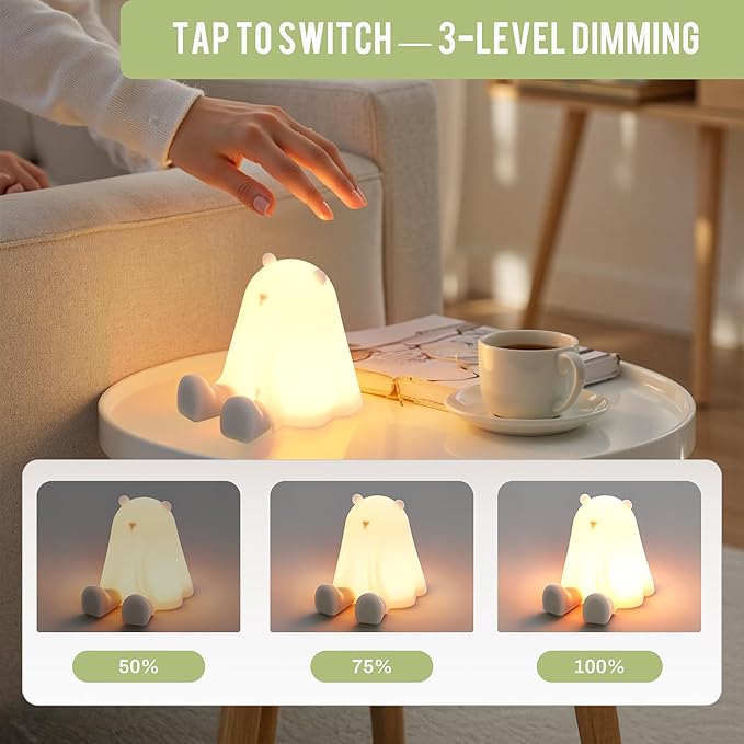 Li&Zhao Cute Night Light, Bear Halloween Night Light for Halloween Decorations, Light Baby Lamp Bedside Touch Lamp Funny Room Decor Cool Gifts Kids for Bedrooms, Living Room