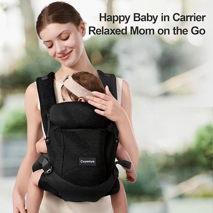 Baby Carrier，Baby Carrier for Newborn to Toddler，Adjustable Crotch Width，Ergonomic Newborn Carrier，Enhanced Lumbar Support，Easy-to-Use (Black)