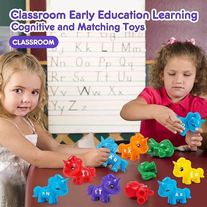 TSYAN Matching Letter Montessori Toys for Toddlers,ABC Unicorn Alphabet Preschool Learning Activities Classroom Must Haves Sensory Sorting Educational Toy Sets for Kids Toddler 3 4 5 6 Years Old…