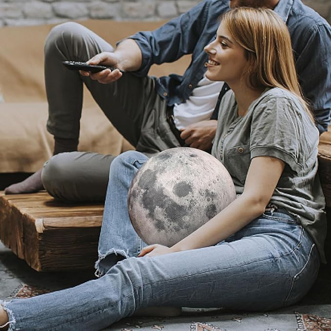 Ultra-ealistic 3D Planet,Moon,Earth,The Sun,Pillow Plush Toys,for Kids Teens Adults, for Teachers and Parents, Educational Toy Learning, 10.6 in (The Moon)