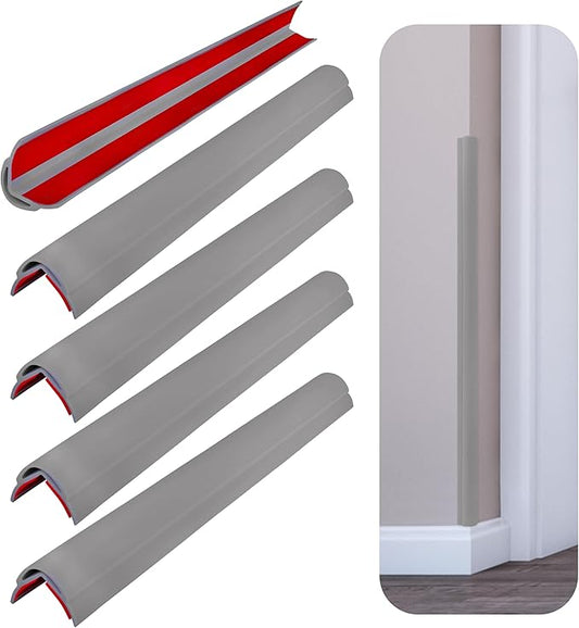 Rubber Bond Wall Corner Guard Edge Protector, 48 inch Heavy Duty Baby Proofing Corner Guards | Self-Adhesive Furniture Edge Strips for Home & Office (5, Grey)