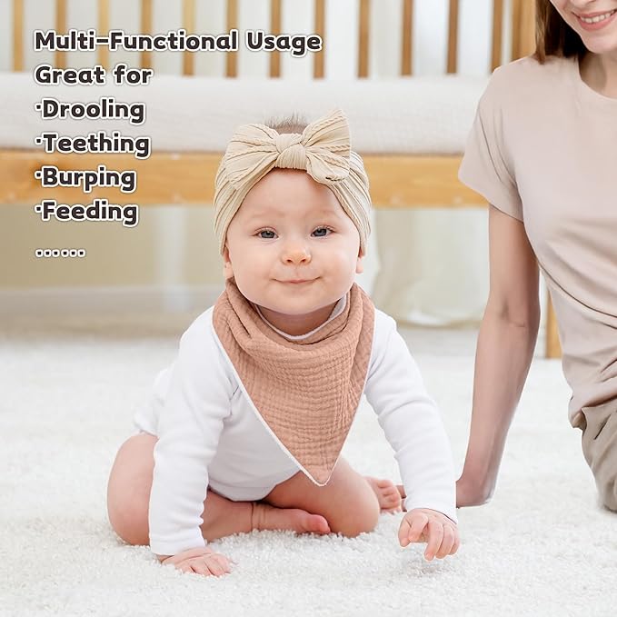 Susurration Muslin Baby Drool Bibs 6Pack Soft Triangular Adjustable Baby Bandana Bibs for Unisex Baby Girls & Boys