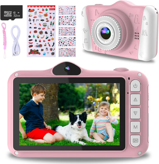 Kids Digital Camera, 12MP Children's Camera for Boys and Girls, 1080P Rechargeable Camera for Kids with 32GB TF Card, USB Charging 8X Zoom No Games.