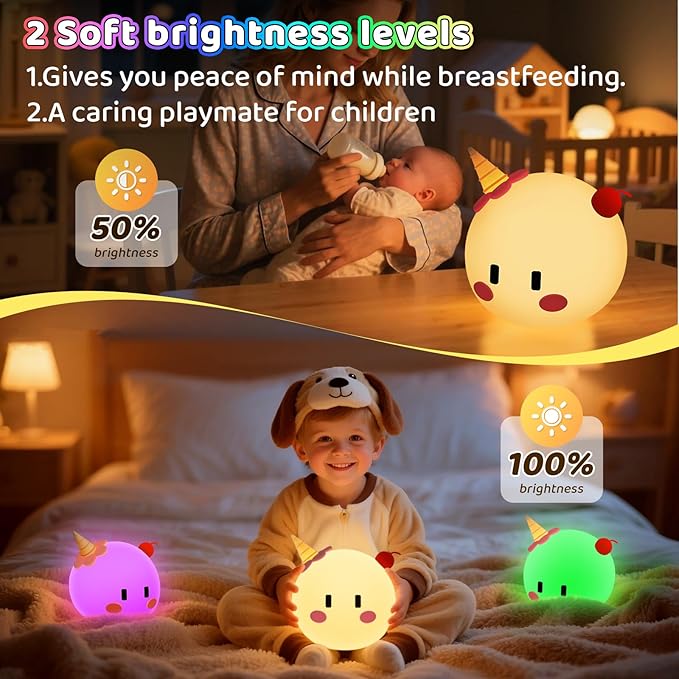 Monster Night Light for Kids, 8-Color Modes & Voice Controlled Light Lamps, Cute Soft Touch Silicone Portable Rechargeable Touch Nightlight for Breastfeeding, Bedroom Decor, Boys and Gifts for Girls