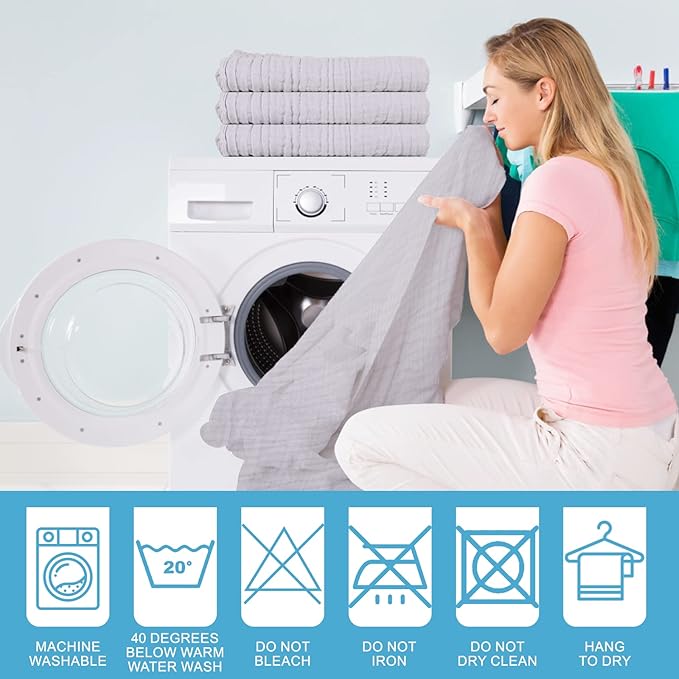 Baby Towels Muslin Baby Bath Towel 3Pack Infant Towels for Newborn Boy Girl 6 Layers Ultra Soft Cotton Toddler Towel for Baby's Delicate Skin 40x 40 Inch (Grey)