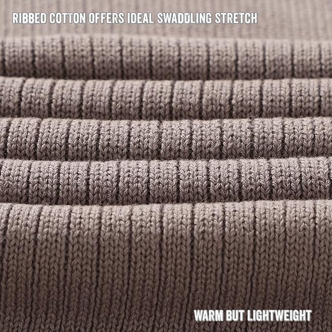 Organic Ribbed Swaddle Blanket for Boys & Girls - 100% Luxury Organic Soft Cotton Knit Warm Cozy Cuddle Stroller Blanket for Newborns, Infants, & Toddlers (Milk Chocolate)