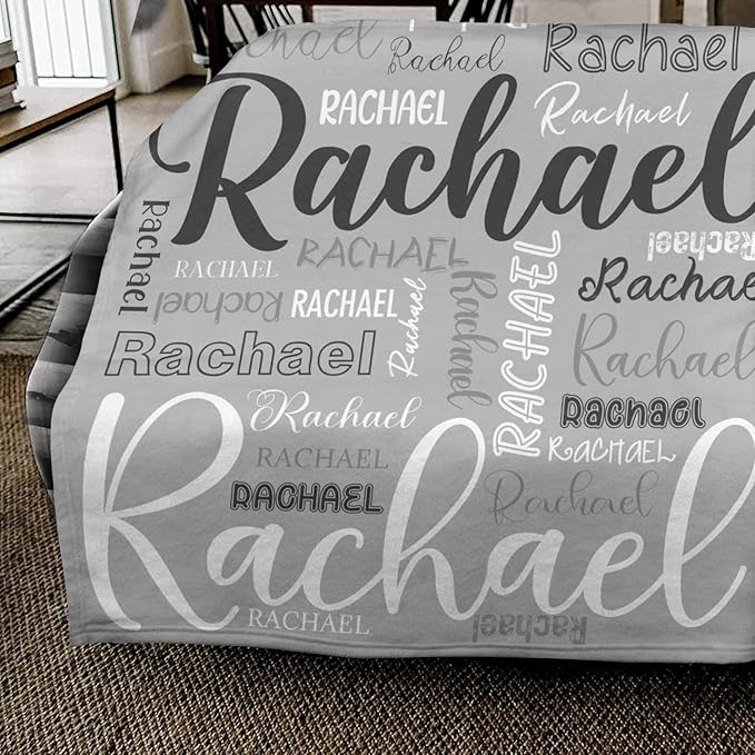 Customized Name Blanket for Boys Girls, Personalized Blankets with Kids Name for Birthday Christmas, Cozy and Fluffy Crib Blankets for Toddler Newborn Infant Christmas Birthday Baby Shower