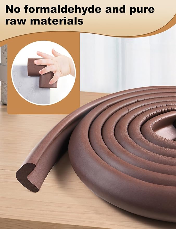Foam Corner Protector for The Fireplace Hearths Edge and Corner Guard, with Retardant Materials Foam Safety Bumpers Baby Proofing (Coffee)