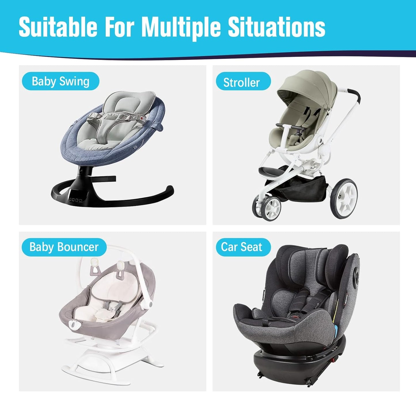 KAKIBLIN Baby Neck Pillow, Upgraded Baby Support Pillow, Head Pillows for Carseat, Newborn Neck Support for Car Seat,Pushchair,Travel (White Star)