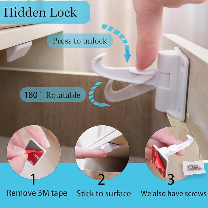 40 Pack Baby Proofing Kit | Hidden Cabinet Drawer Locks, Adjustable Latches, Outlet Covers, Corner Guards & Anti Tip Furniture Anchors Kit. Protecting Baby from Safety Hazards in Your Home.