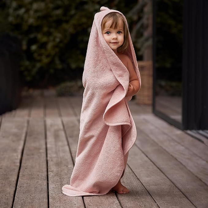 ROMASA Baby Bath Towel with Hooded Cute Design Ultra Soft Thick Cotton Bath Towel Shower Gift for Newborn,35X35 inches (Pink)