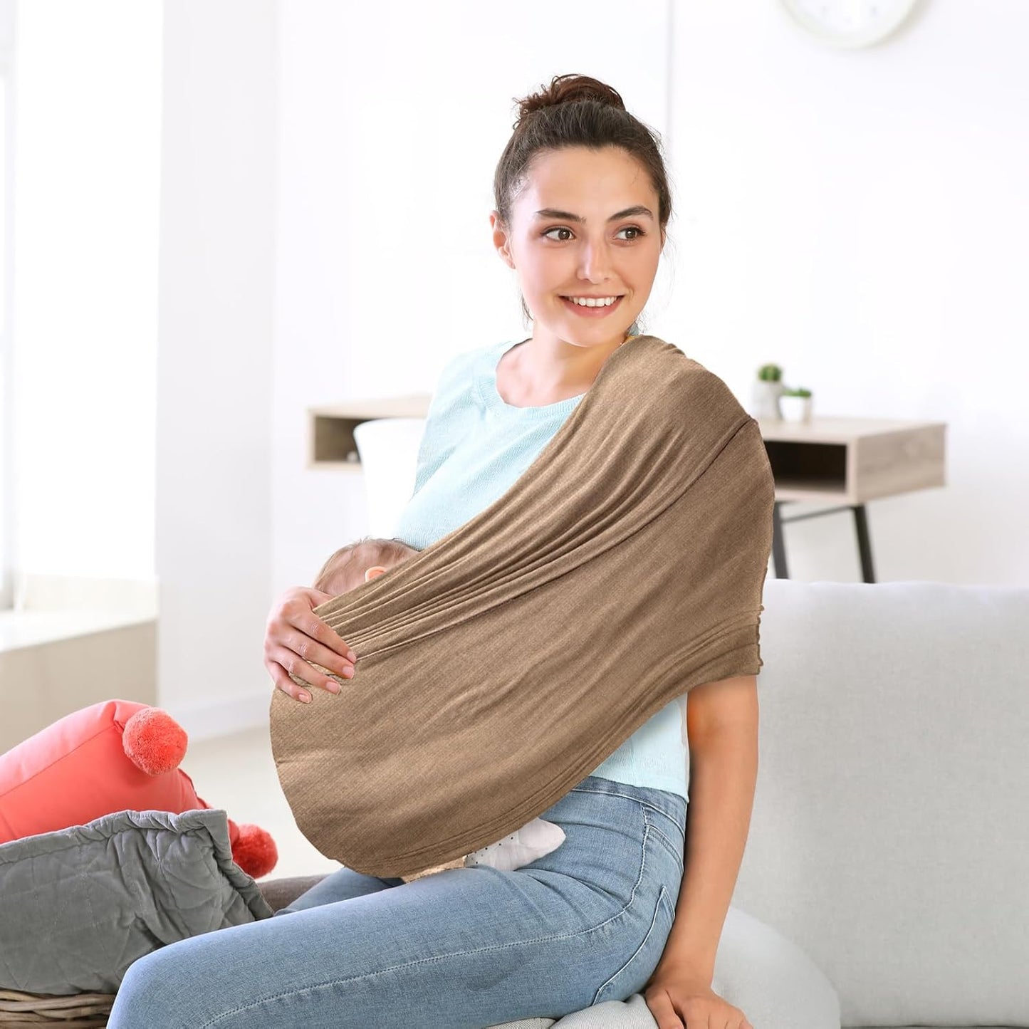 TKKOK Baby Wrap Carrier, Unisex Baby Carrier, Lightweight & Ultra Soft, Easy to Wear Baby Wrap, Perfect for Newborn Toddlers