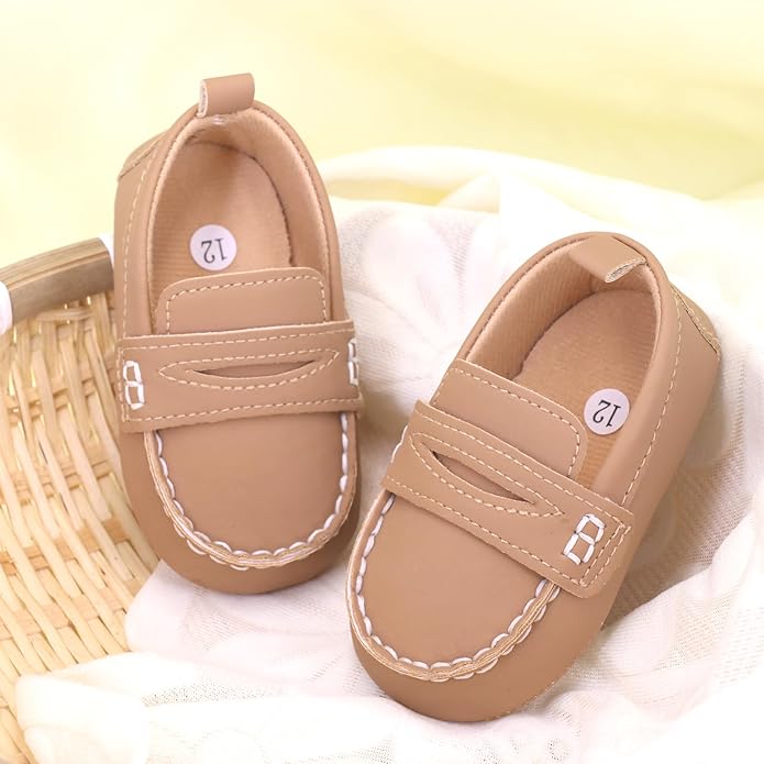 LONSOEN Baby Girls Boys Loafers Prewalker Dress Crib Shoes