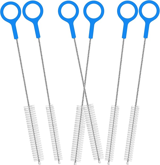 Straw Cleaner Brush Extra Long 12 Inch, Straw Brush Cleaner with Steel Wire 3mm Thick, Straw Cleaning Brush with Big Circular Handle for Cleaning Stanley Cup, Water Bottle, Straws, Sippy Cups 6-Pack