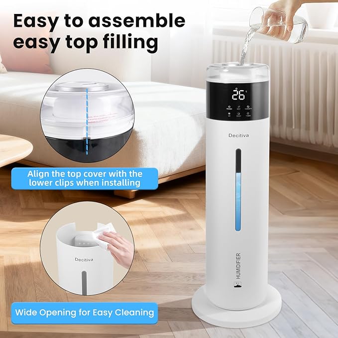 Large Humidifier for Bedroom, 8L/2.1Gal Ultrasonic Cool Mist, Remote control,Easy Clean with 350ML/H Large Mist Speed, Suitable for Kids Room Plant Yoga Study Room Office