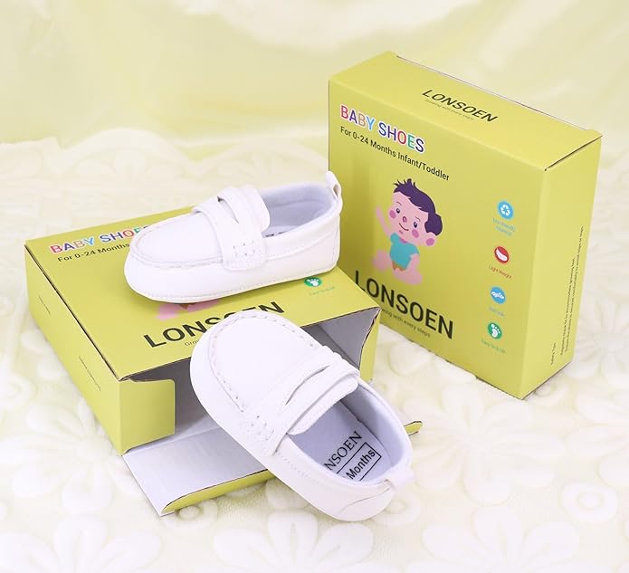 LONSOEN Baby Girls Boys Loafers Prewalker Dress Crib Shoes