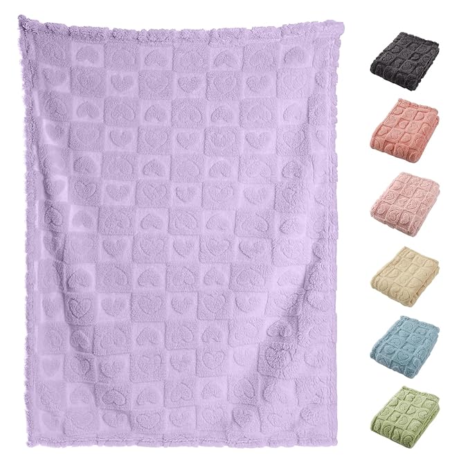 4 Pcs Baby Blankets,Fleece Checkered Blanket, Fluffy Small Crib Blankets for Girls, Toddler Receiving Blankets 30×40 Purple