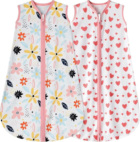 Newborn Sleep Sack Baby Swaddle,Baby Wearable Blanket,Baby Sleeping Bag (Floral&Heart, 3-6 Months)