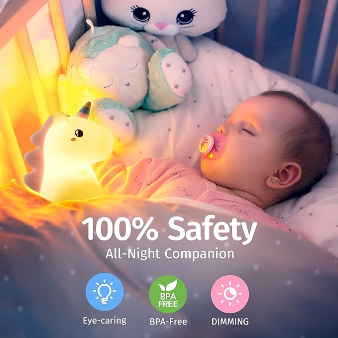 Mubarek Cute Lamps,【16 Colors】 Unicorn Bedroom Decor for Girls,Tap 2 Lightness Baby Night Light,Last 10H Portable Unicorn Lamp,Soft & Safe Nursery Night Light,Gifts for Girls