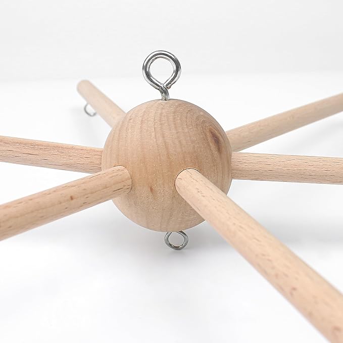 DIY Baby Mobile Kit, Hanging Frame Hanger for Crib, Decorative Natural Wooden Wind Chime Equipment for Infant Boy Girl Home Nursery Bedroom Ceiling Wall Balcony, Craft, Toy Bell Accessories Decor, N