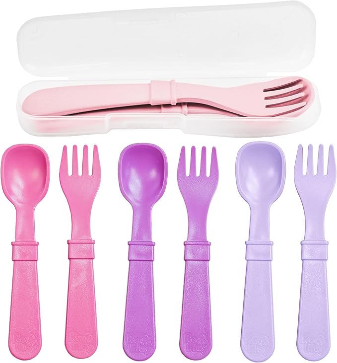 Re-Play Toddler Forks and Spoons Set - 4x4 Utensils Set for Kids - Dishwasher and Microwave Safe - Made in USA - Set of 8-5.8" x 1.2" x 0.2" - Princess