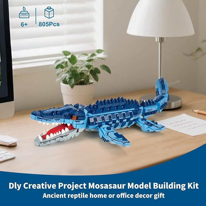 Mosasaur Dinosaurs Building Sets,805 Pcs Ocean Animal Building Toys,Sea Creatures Creativit Model Building Set,STEM World Park Building Kits,Office Home Decor Gifts for Adults,Teens and Kids