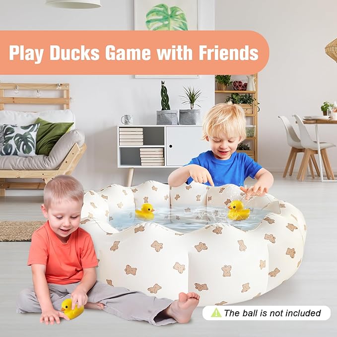 Inflatable Baby Pool, Portable Paddling Baby Swimming Pool for Toddlers Ages 0-3 Years Girls and Boys, Indoor& Outdoor, Garden and Backyard Summer Water Party, 35.4x9.8 in (Bear)