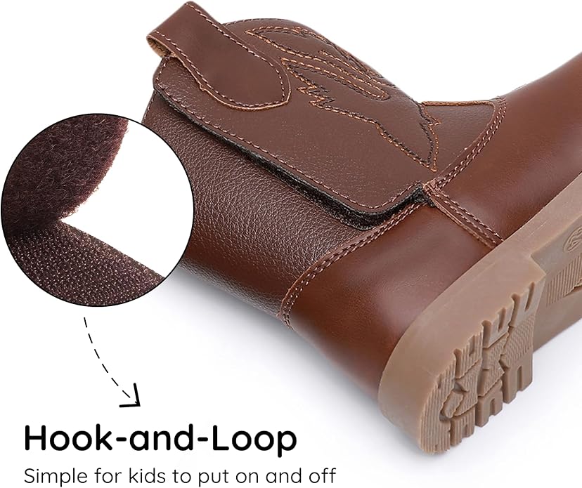 Blikcon Toddler Cowboy Boots for Boys Girls Baby Infant Cowgirl Boots Round Toe All Seasons 6-36 Months (Infant/Toddler)