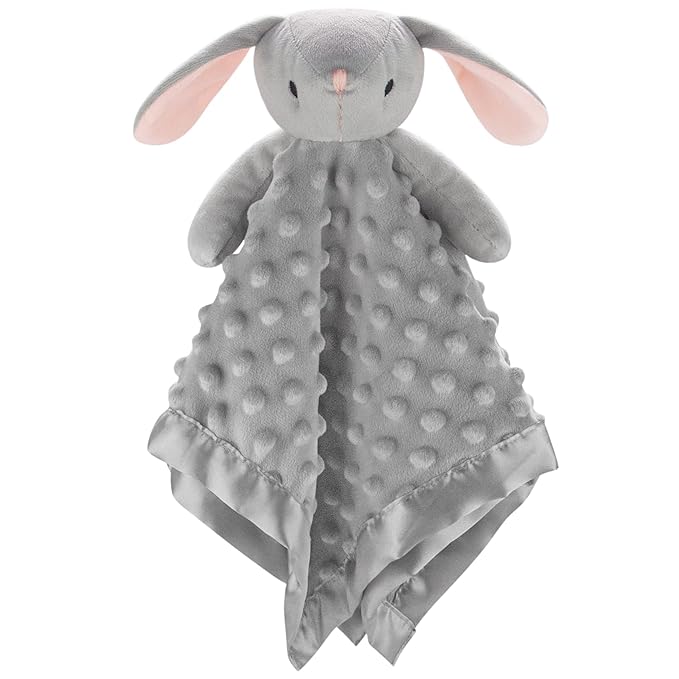 Pro Goleem Loveys for Babies - Soft Security Blanket Baby Snuggle Toy Newborn Stuffed Animals Baby Gifts for Boys and Girls, Grey Bunny 16 Inch