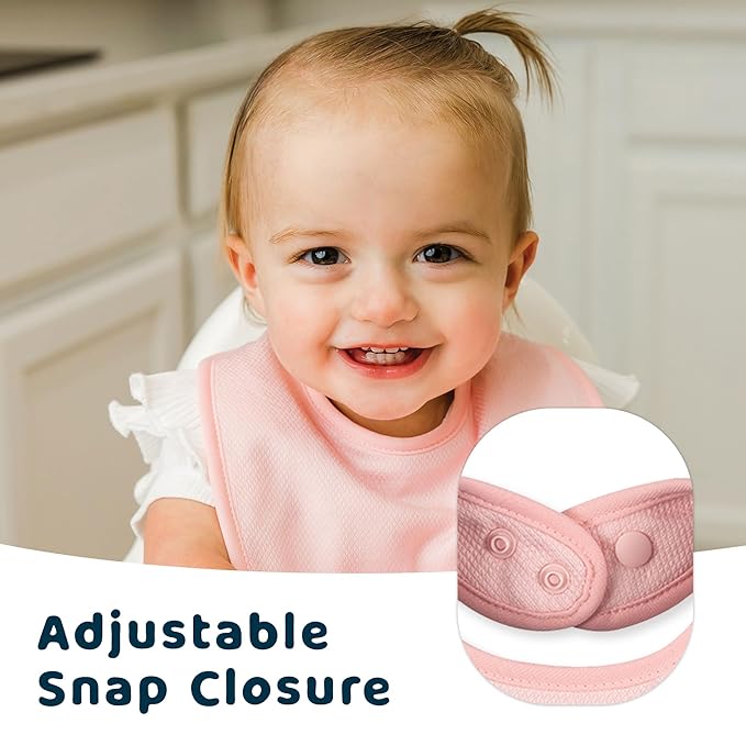 Tiny Twinkle 8 Pack Baby Bibs for Drooling and Teething – Waterproof & Absorbent Bibs for Baby Girl & Boy, Machine Washable Infant Bib Set for Newborns and Toddlers (Girl Set 8-Pack)