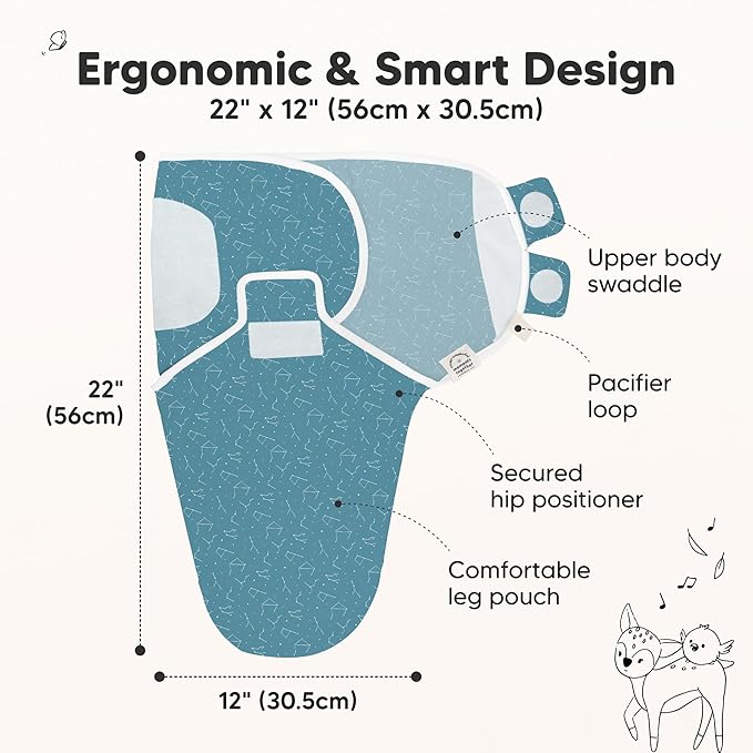 3-Pack Organic Baby Swaddle Sleep Sacks - Swaddles for Newborns, Infant 0-3 Months, Baby Girls, Boys, Soft & Snug Newborn Sleep Sack, Nursery Swaddling Blankets (Galaxy)